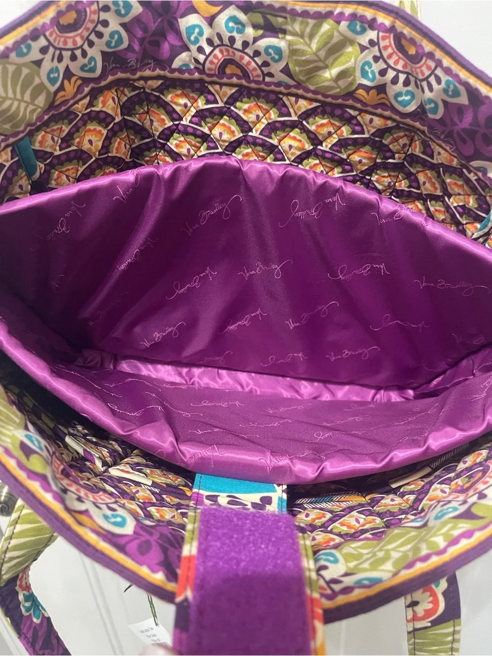 NWT $88 Vera Bradley Large Laptop Tote Plum Crazy with Toggle Closure